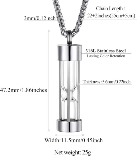 Miniatura 277 de FindChic Collares personalizados con urna para cenizas, barra vertical, gato, luna, reloj de arena, garra de perro, acero inoxidable, chapado en oro