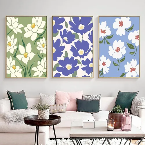Miniatura 3 de YALKIN Paquete de 6 kits de pintura por números para adultos, pintura al óleo acrílica fácil por números, kit de pintura de acuarela de flores por
