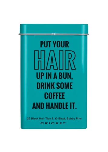 Miniatura 2 de Cricket Accesorios para el cabello, lata Handle It, incluye 25 ligas para el cabello no metálicas y 30 horquillas en lata de metal reutilizable, Azul