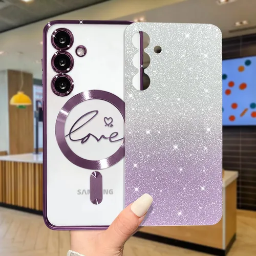 Miniatura 311 de ZONRW - Funda para Samsung Galaxy S22 Ultra magnética, para mujeres y niñas, cubierta trasera suave, lujosa, con corazón de amor, bling, degradado