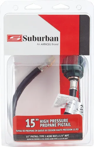 Miniatura 2 de Suburban LP-PT15M Tuerca Acme tipo 1 de 15 pulgadas con MPT de 1/4 pulgadas para una conexión fácil y segura de gas propano en tu RV o autocaravana