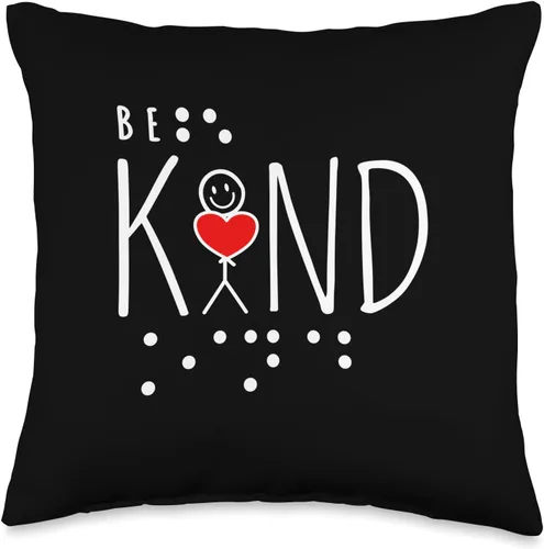 Miniatura 4 de Gifts For The Blind See Be Kind World Braille Day Be Kind Blind Awareness Braille - Almohada de 18 x 18 pulgadas, multicolor