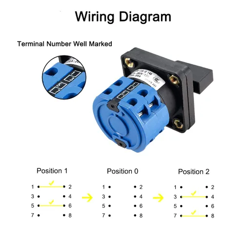 Miniatura 3 de Interruptor de cambio LW28-20 3 posiciones 8 terminales Selector de leva giratorio universal Interruptores de bloqueo 550V 20A