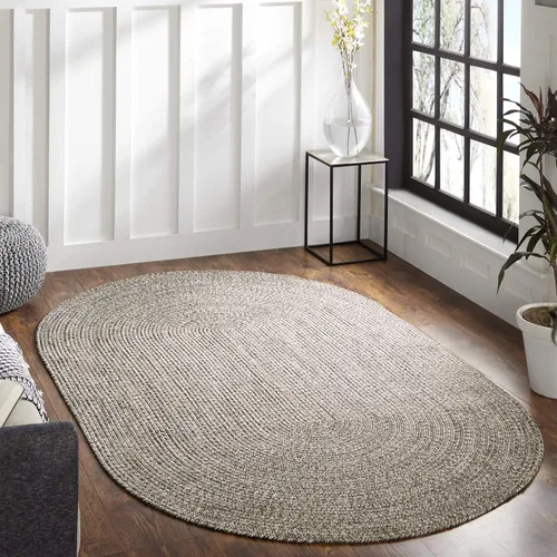 Miniatura 34 de BNM - Alfombra ovalada bohemia para interiores y exteriores con patrón trenzado sólido, perfecta para patio trasero, patio, oficina, sala de estar