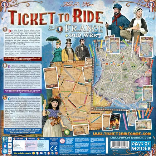 Miniatura 4 de Asmodee Ticket to Ride France + expansión del juego de mesa Old West: juego de estrategia de ruta de tren, divertido juego familiar para niños