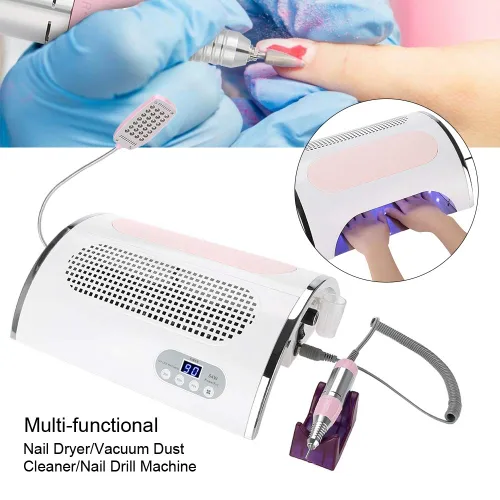 Miniatura 3 de Aspiradora 3 en 1 para secadora de uñas, dispositivo de curado para manicura + ventilador de extracción de polvo para diseño + luz LED, herramienta