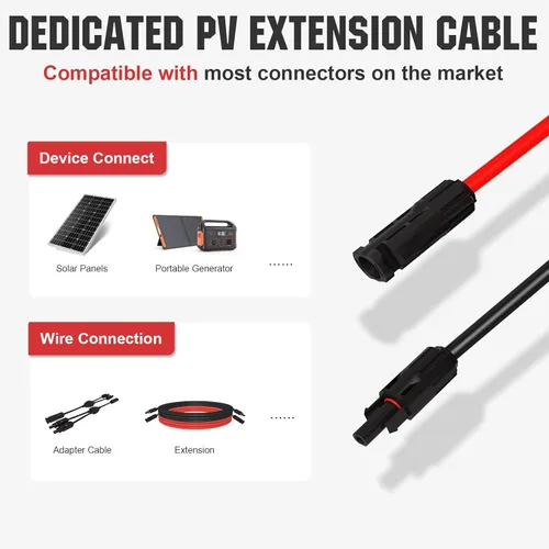 Miniatura 5 de ECO-WORTHY - Cable de extensión solar de 10 pies y 10 AWG, 30A/1000V CC, impermeable IP67 con conectores rápidos compatibles (rojo+negro)