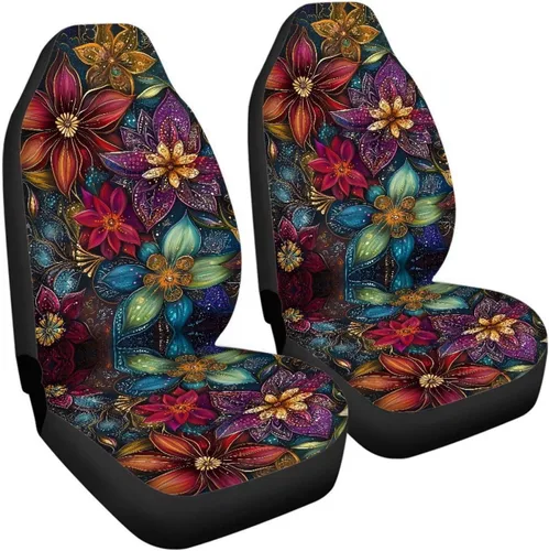Miniatura 7 de INSTANTARTS Fundas de asiento de coche con diseño de dalia estética, solo para asientos delanteros, protector de asiento de vehículo, 2 unids/set