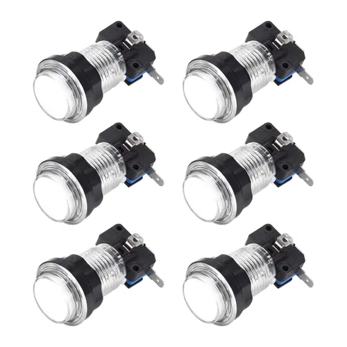 Miniatura 4 de uxcell Botón pulsador de juego 1.299 in redondo interruptor de botón con micro interruptor para videojuegos arcade azul 6pcs