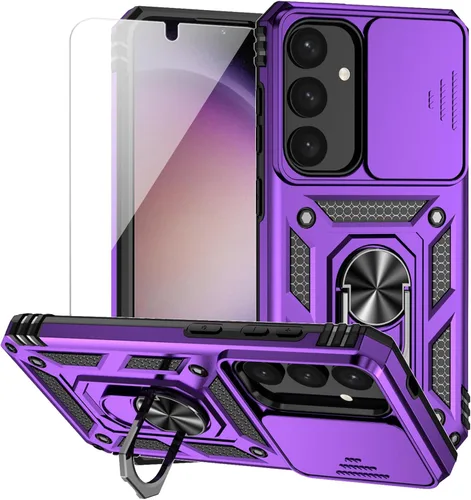 Miniatura 14 de Funda para Samsung Galaxy S24 con cubierta para lente de cámara, protector de pantalla HD, doble capa de grado militar, probada contra caídas