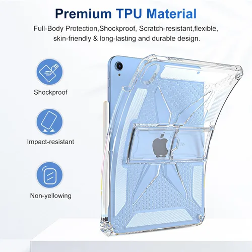 Miniatura 2 de Clear Stand Case for iPad Air 3 (Air 3rd Generation) 10.5 inch 2019 & iPad Pro 10.5 inch 2017 with Pencil Holder/Kickstand Soft TPU Back Silicone