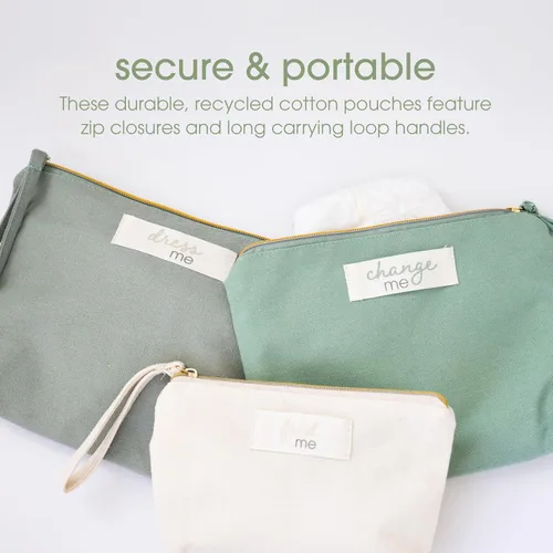 Miniatura 6 de Pearhead Mommy and Baby Things Pouch Set, Canvas Zipper Organizer Bags for Diaper Bag and Travel, Cosmetic and Makeup Bag for Mom