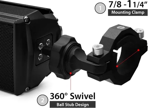 Miniatura 8 de GoHawk Altavoces Bluetooth para motocicleta, altavoces impermeables con luces LED, montaje ajustable de 360°, radio FM y entrada AUX para Harley