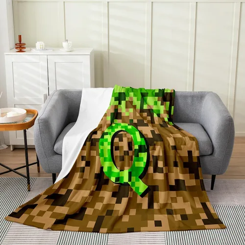 Miniatura 9 de Castle Fairy Manta pixelada de franela de la letra B, manta de forro polar estilo minero, para niños y niñas, niños y adultos, manta mullida