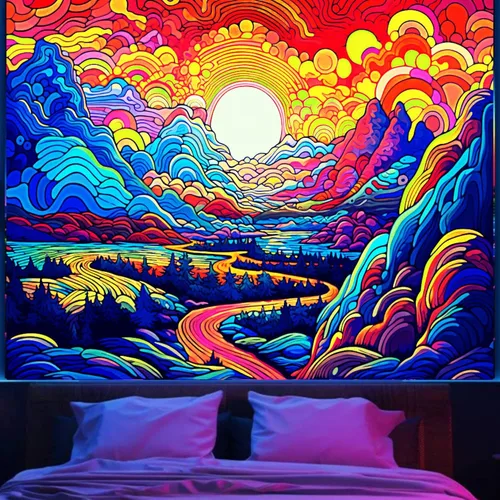 Miniatura 13 de Apdidl Tapiz de pared de bosque para dormitorio, estético, naturaleza, espacio exterior, galaxia, noche estrellada, tapiz para colgar en la pared