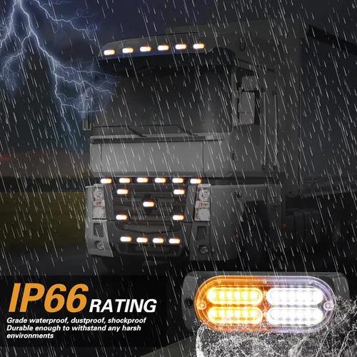 Miniatura 5 de 12 luces de emergencia para vehículos, montaje en camión, 24 luces de emergencia LED con caja de control, advertencia de peligro de cableado