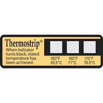 Digi-Sense Indicador de desinfección termostrip irreversible, 150-170F/65-77C; 16/Pk