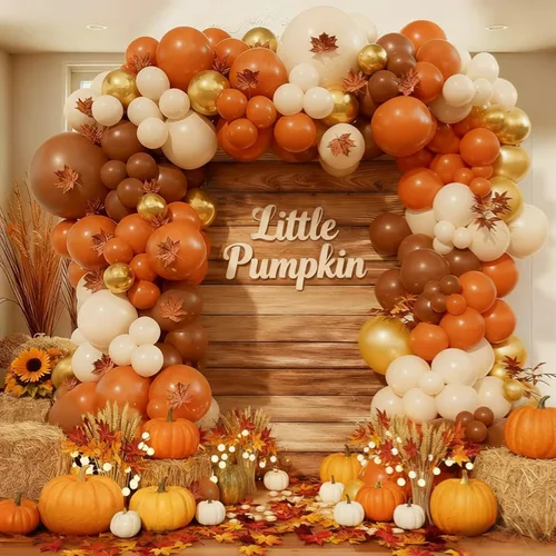 Miniatura 5 de Kit de guirnalda de arco de globos de otoño, globos de látex mate de terracota naranja quemado, arena, blanco, dorado, marrón, terracota