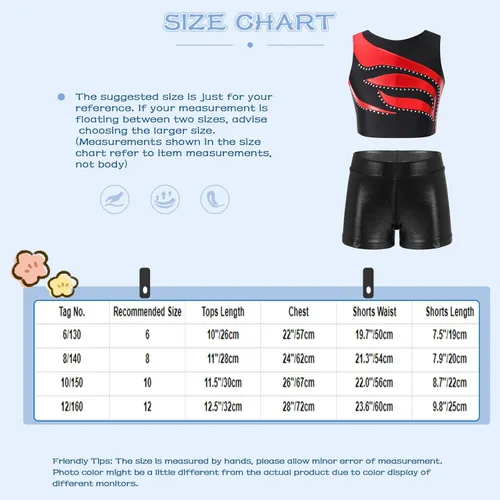 Miniatura 7 de Conjunto deportivo de 2 piezas para niñas, camiseta sin mangas brillante con pantalones cortos, para gimnasio, deportes, leotardo, entrenamiento