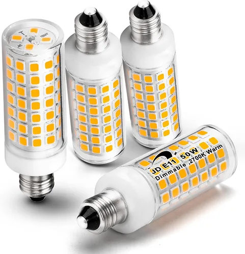 Bombillas LED E11 Regulables Sin Parpadeo, JDE11 120V 50W Bombilla Halógena de Candelabro Equivalente, Base Mini T3 T4 2700K Luz Blanca Cálida 5W