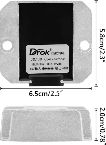 Miniatura 3 de DROK Boost Buck Convertidor de 9V-36V a 12V 3A 36W carcasa de aluminio impermeable auto elevador regulador de voltaje 12V V Transformador de voltios