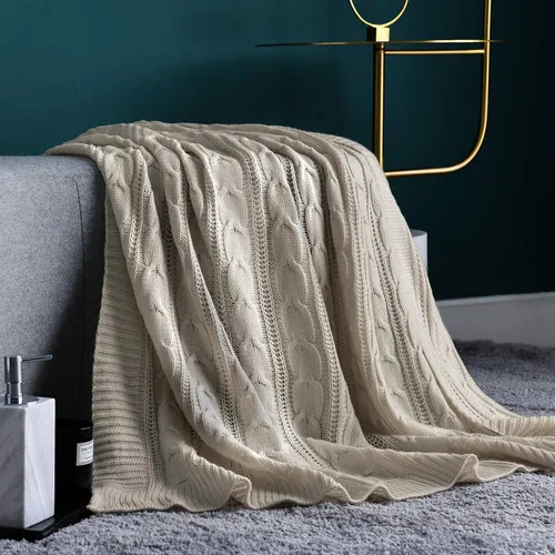 jinchan - Manta ligera de punto trenzado tipo suéter, regalo para todo el año, para interiores y exteriores, para viajes, para sofá, cama, sillón
