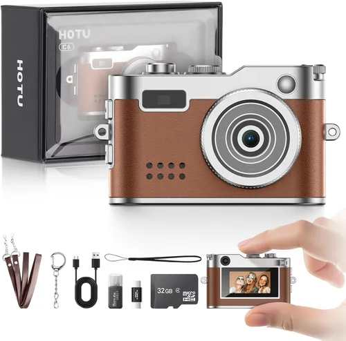 Miniatura 10 de HOTU Mini cámara digital con llavero, mini cámara Y2K de tamaño bolsillo, cámara pequeña de 2 MP 1080P con tarjeta de 8 GB, grabadora de video