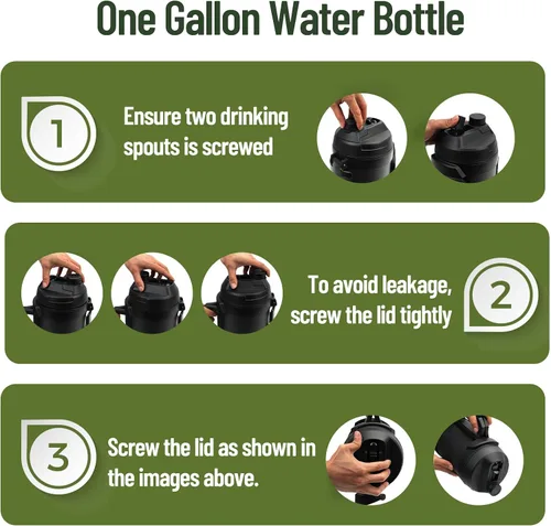 Miniatura 9 de Hydraful - Jarra de galón, botella de agua grande de acero inoxidable con aislamiento al vacío de triple pared de 128 onzas, botella de agua grande