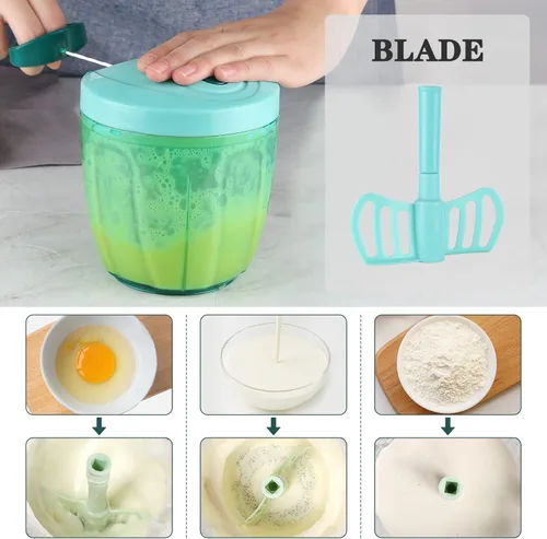 Miniatura 3 de Cambom - Picador manual de alimentos, cortador de verduras, picador con cordón para cebollas, frutas y nueces, material seguro para alimentos sin