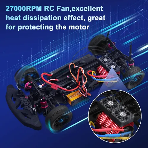Miniatura 6 de Ventiladores de refrigeración para motor de automóvil a control remoto, superan el ventilador de motor RC de 1.181 in con disipador de calor
