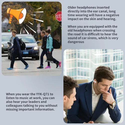 Miniatura 5 de Auriculares de Conducción Ósea de Oído Abierto Bluetooth 5.3 Auriculares Inalámbricos Clip-On con Pantalla Digital Estuche de Carga 60 Horas