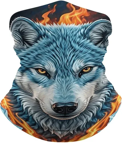 Wolf Neck Gaiter Breathable & Moisture-Wicking Face Mask Bandana Balaclava Sun Protection Face Cover Scarf Lightweight Seamless Design for Outdoor