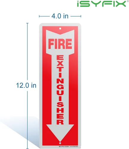 Miniatura 2 de iSYFIX Letrero para extintor de incendios – Paquete de 2 carteles reflectantes de aluminio 040 100% libre de óxido, laminado para máxima resistencia