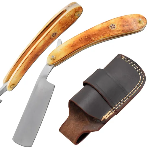 Miniatura 7 de Maquinilla de afeitar recta Cuchilla de afeitar de borde recto afilada de alta dureza de acero de Damasco real Cutthroat Straight Edge-Blade