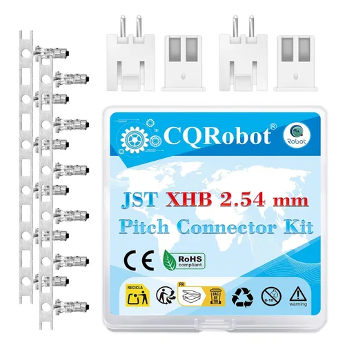 Miniatura 87 de CQRobot JST EL 4.5 mm de paso 2 pines conector electrónico IC macho, enchufes hembra carcasa y kit de terminales de crimpado en T macho/hembra. 50