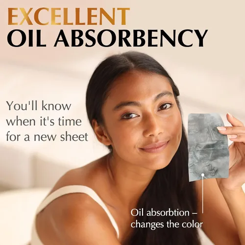Miniatura 5 de Hojas de secado de aceite natural para cara con carbón de bambú, 25% más grandes, 1 unidad/100 hojas absorbentes de aceite aptas para maquillaje