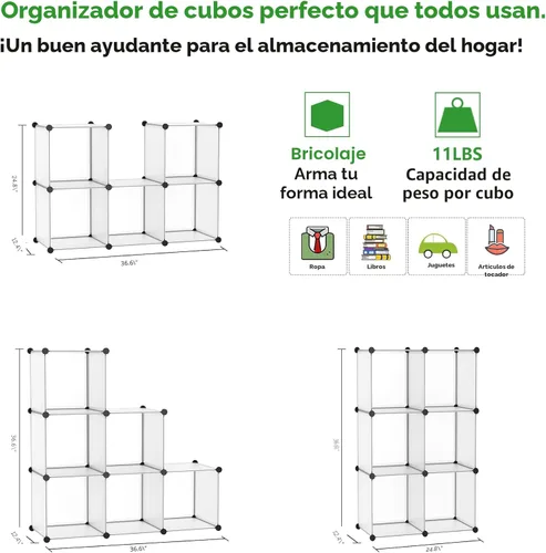 Miniatura 2 de C&Ahome - Organizador de clóset de almacenamiento para que lo montes tú mismo Blanco translúcido