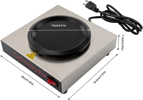 Miniatura 3 de Calentador de café de un solo quemador, plato calentador de decantador de 110 V, calentador portátil de acero inoxidable para decantador de vidrio