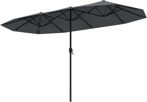 Miniatura 19 de Tangkula Sombrilla de patio de doble cara de 15 pies, sombrilla extragrande para exteriores con sistema de manivela y rejillas de ventilación, Azul
