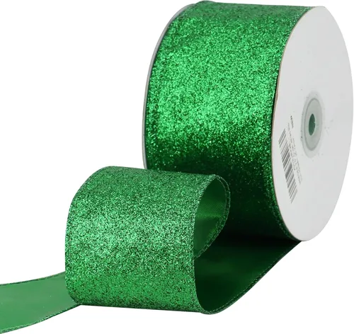 Miniatura 8 de MEEDEE Cinta Verde con Purpurina Cinta Verde con Alambre de 2.5 Pulgadas de Ancho Cinta Metálica de 25 Yardas Cinta Verde de Navidad Cinta Verde