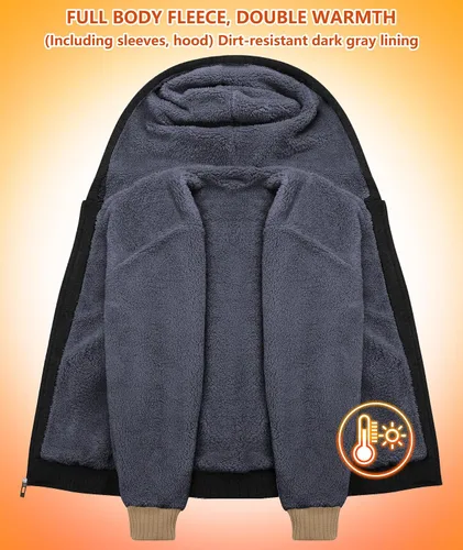 Miniatura 107 de GEEK LIGHTING Sudadera con capucha y cremallera para hombre, forro polar, chaqueta gruesa con capucha para invierno, cálida sudadera atlética