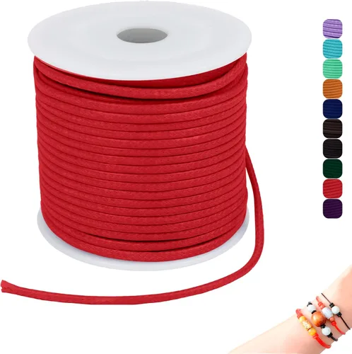 Miniatura 20 de CAMAL Cuerda de cera de 0.069 pulgadas para hacer pulseras, hilo encerado de 23 yardas para joyería y pulsera, cordón encerado para manualidades