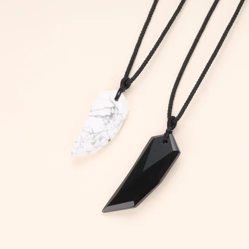 Miniatura 4 de COAI - Collares para parejas con colgante de diente de lobo, sin metal, Negro, N514-3