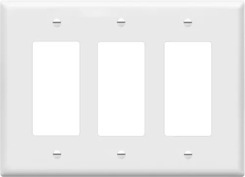 Miniatura 8 de ENERLITES Placa de pared decorativa para interruptor de luz o tomacorriente, acabado brillante, tamaño 3-Gang 4.50" x 6.38", policarbonato Negro