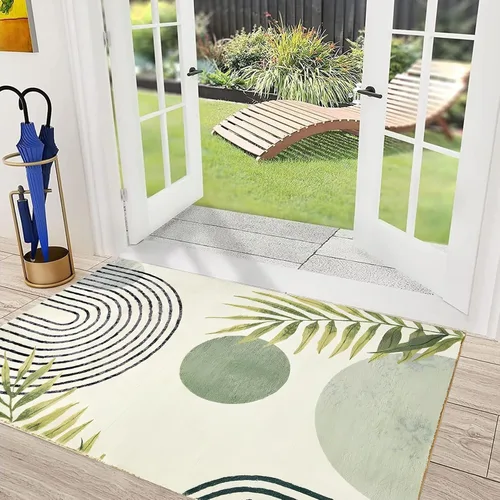 Miniatura 36 de Alfombra a cuadros de 2 x 3 pies, alfombra negra y blanca moderna para entrada interior, alfombra pequeña lavable a cuadros para baño, alfombra