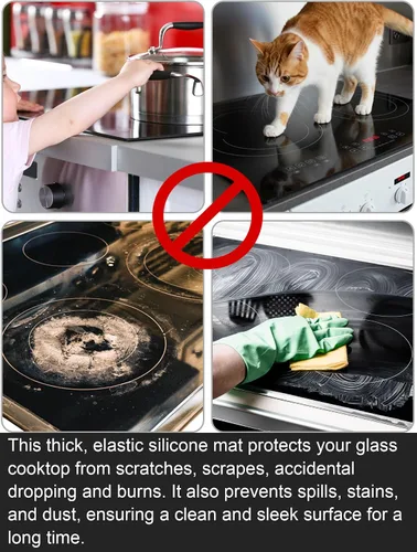 Miniatura 8 de XiFEO Cubiertas Superiores de Estufa para Estufa Eléctrica, Protector de Cubierta Superior de Estufa de Vidrio de Silicona Resistente de Grado