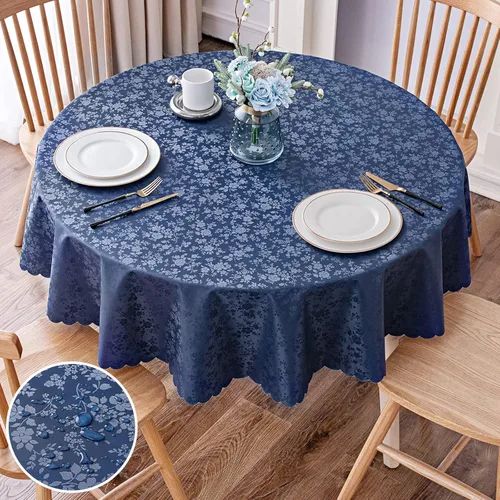 Miniatura 64 de Smiry Mantel cuadrado, mantel de vinilo resistente al agua, lavable, para cocina y comedor (azul bebé, 54 x 54 pulgadas)
