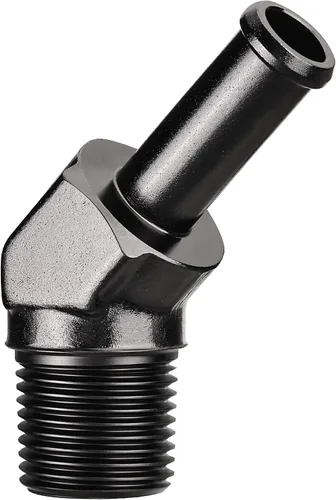 Miniatura 14 de EVIL ENERGY 3/8" NPT macho a 1/2" adaptador de montaje de púas 45 grados aluminio negro