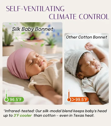 Miniatura 4 de OLESILK Gorro de Seda para Bebé de 0-6 Meses - Gorro de Cabello para Niños Pequeños de Seda de Morera 100%, Gorro de Noche Ajustable para Dormir