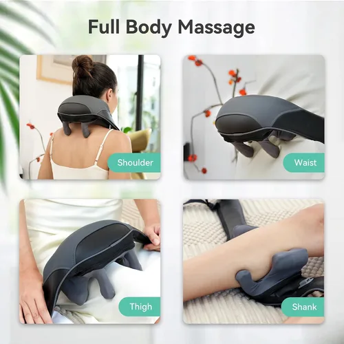 Miniatura 7 de Snailax Masajeador de cuello inalámbrico con calor para aliviar el dolor, tejido profundo, amasado 4D, masajeador recargable de cuello Shiatsu